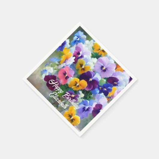 Stiefmütterchens Happy Birthday Serviette (Ecke)