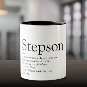 Stiefsohn Moderne Schwarz-Weiß-Definition Zweifarbige Tasse