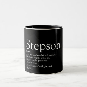 Stiefsohn Spaß Cool Schwarz-Weiß-Definition  Zweifarbige Tasse