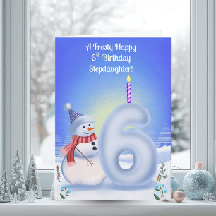 Stieftochter 6. Geburtstag Schneemann Schnee Karte