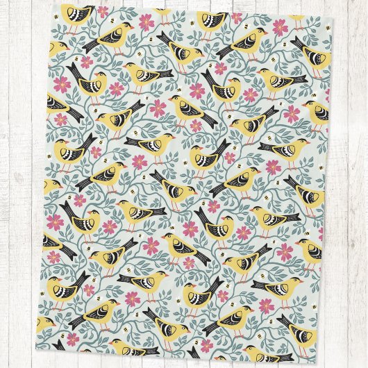 Stieglitz und Prairie Rose Vogelblume Fleecedecke