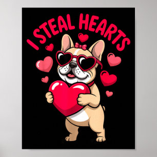 Stiehl Herzen Französische Bulldogge Valentinstag Poster