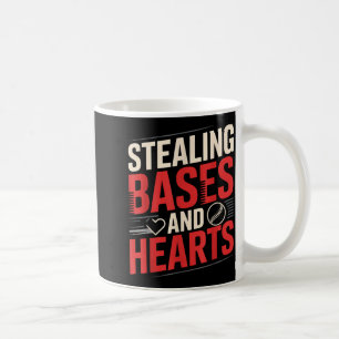 Stiehlt Basen Und Herzen Baseball-Wortspiele Sport Kaffeetasse