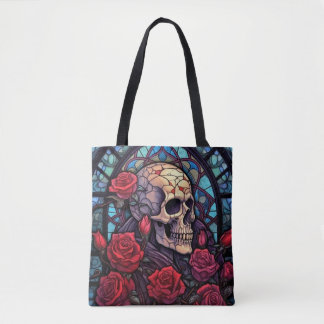 Stiele und Steine Schädel und Rose Totbeutel Tasche