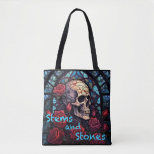 Stiele und Steine Schädel und Rose Totbeutel Tasche
