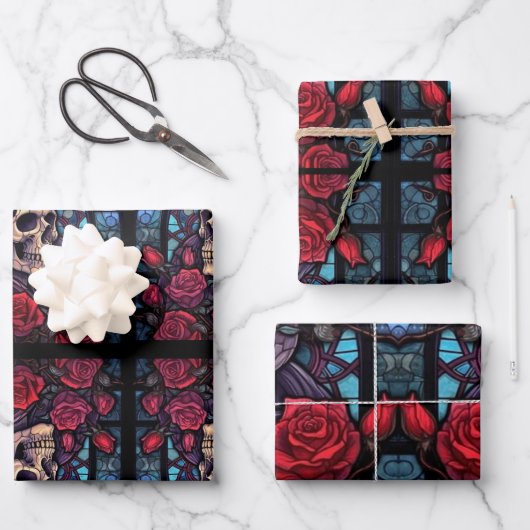 Stiele und Steine Skull & Rose Geschenkpapier Set (Vorderseite)