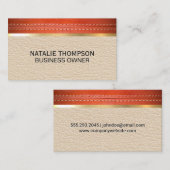 Stielleder | Leather Gold Metallic Trim Visitenkarte (Vorne/Hinten)