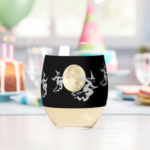Stielloses Weinglas - Fliegende Hexen und Vollmond Ohne Stiel