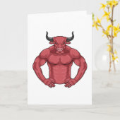 Stier als Bodybuilder extrem Karte (Gelbe Blume)