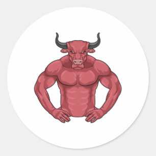 Stier als Bodybuilder extrem Runder Aufkleber