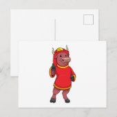 Stier als Feuerwehrmann mit Helm Postkarte (Vorne/Hinten)