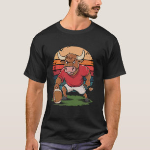Stier American Football spielen retro vintage Stie T-Shirt