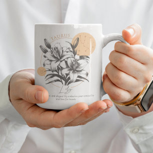 Stier Astrologie Florale Lilie Sternzeichen Geburt Kaffeetasse