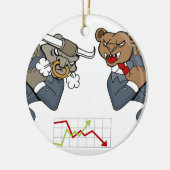 Stier-Bärn-Kampf-Börse-Cartoon Keramik Ornament (Links)