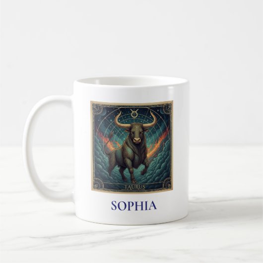 Stier Blau Himmelssternzeichen Kaffeetasse (Links)