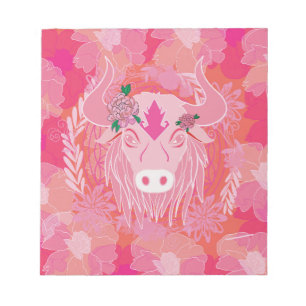 Stier, Blume des Lebens, Blau, Mandala, Zen, Chakr Notizblock