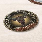 Stier Bull Zodiac Symbol Runder Pappuntersetzer (Angewinkelt)