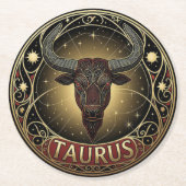 Stier Bull Zodiac Symbol Runder Pappuntersetzer (Vorderseite)