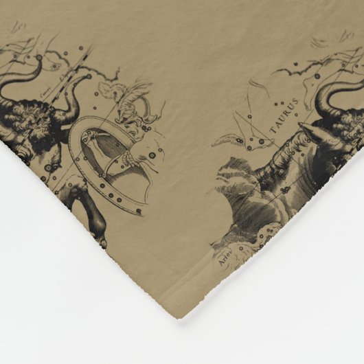 Stier Constellation Hevelius 1690 Gravur Fleecedecke (Ecke)