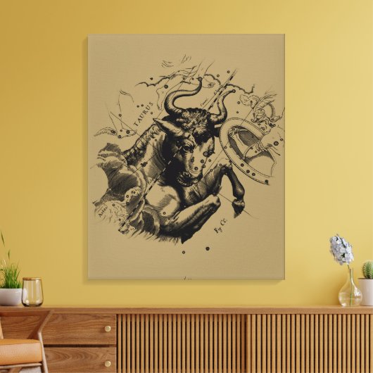 Stier Constellation Hevelius 1690 Gravur Leinwanddruck (Insitu (Wohnzimmer))