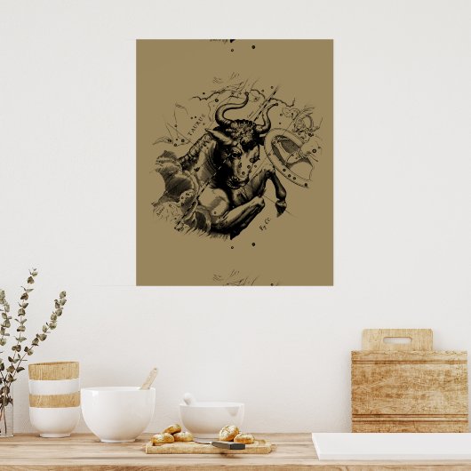 Stier Constellation Hevelius 1690 Gravur Poster (Küche)