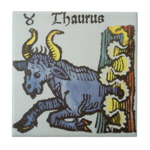 Stier der Bulle, Vintage Zeichen des Zodiac Fliese