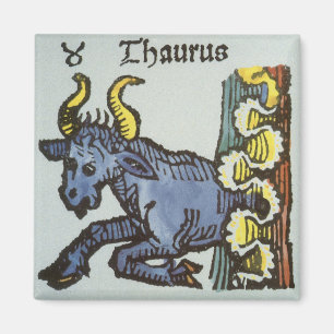 Stier der Bulle, Vintage Zeichen des Zodiak Magnet