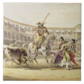Stier, der einen Picador, 1865 (Farbe, auflädt Fliese (Vorderseite)