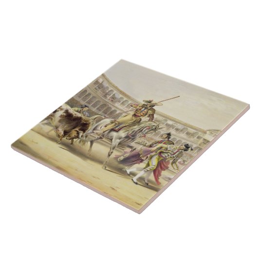 Stier, der einen Picador, 1865 (Farbe, auflädt Fliese (Seite)