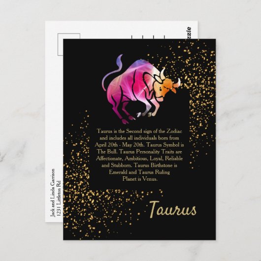 Stier der Stier Postkarte (Vorne/Hinten)