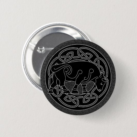 Stier des Wohlstandes - keltischer Button (Vorne & Hinten)