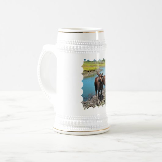 Stier-Elch-Bier Stein Bierglas (Vorderseite Links)