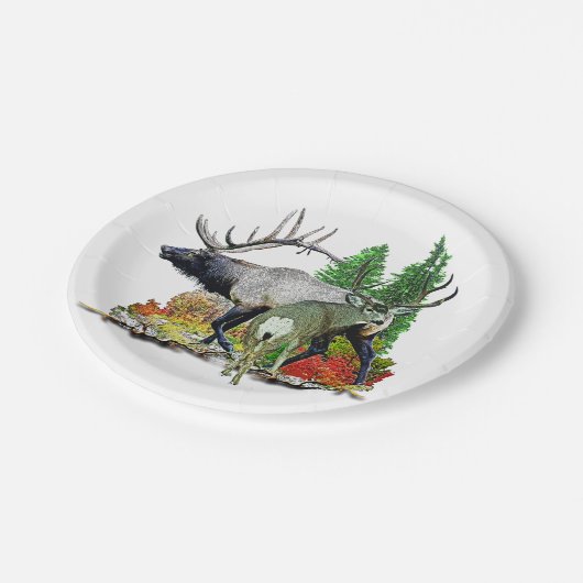 Stier-Elchdollarrotwild Pappteller (Schrägansicht)