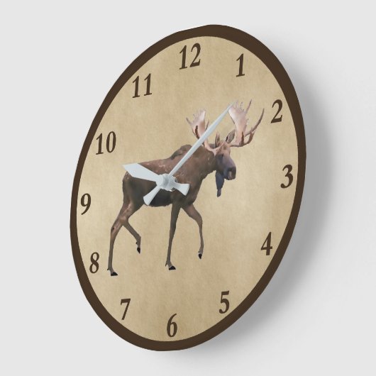 Stier-Elche auf Pergament Große Wanduhr (Winkel)