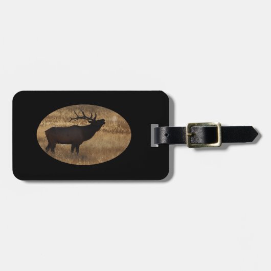 Stier-Elche, die in der Silhouette bugling sind Gepäckanhänger (Vorderseite horizontal)