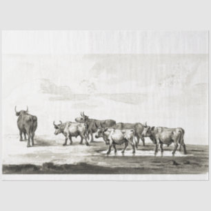 Stier-Ephemera-Dekupage-Vintage-Landwirtschaft-Kuh Seidenpapier