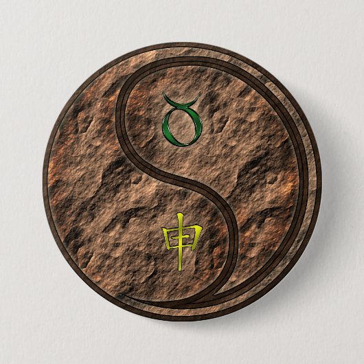 Stier & Erde Affe Button (Vorderseite)