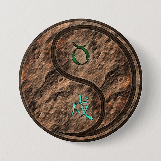 Stier & Erde Hund Button (Vorderseite)