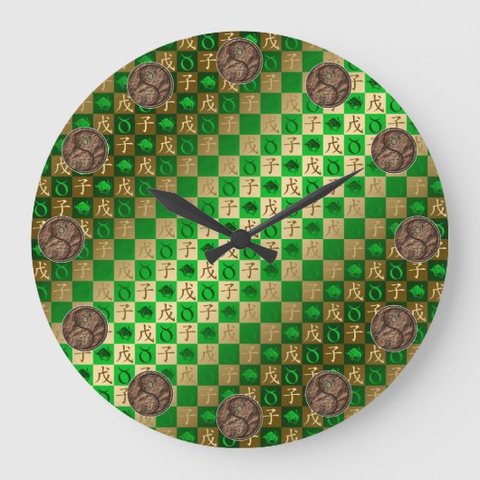 Stier & Erde Ratte Große Wanduhr (Vorderseite)
