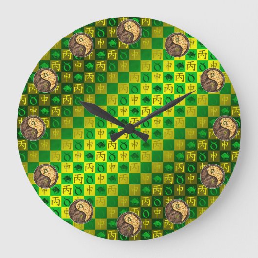 Stier & Feuer-Affe Große Wanduhr (Vorderseite)
