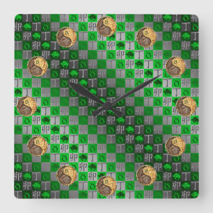 Stier & Feuer Kaninchen Quadratische Wanduhr