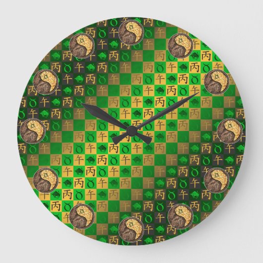Stier & Feuerpferd Große Wanduhr (Vorderseite)