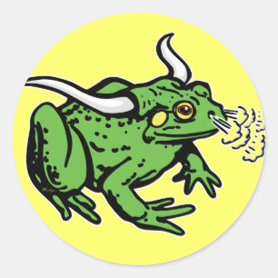 Stier-Frosch durch Mudge Studios Runder Aufkleber