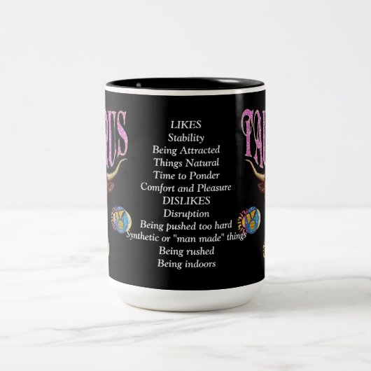 Stier-Geburts-Zeichen-Tierkreis-Tasse Zweifarbige Tasse (Mittel)