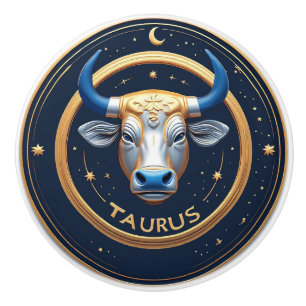 ♉ Stier Goldener Bulle Zodiac Geschenk ✨ Keramikknauf