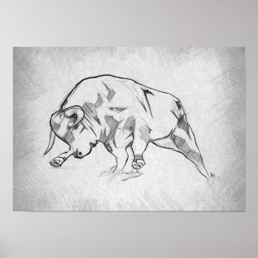 Stier - Grafische Zeichnung Poster (Vorne)