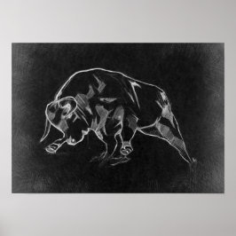 Stier - Grafische Zeichnung Poster