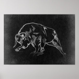 Stier - Grafische Zeichnung Poster