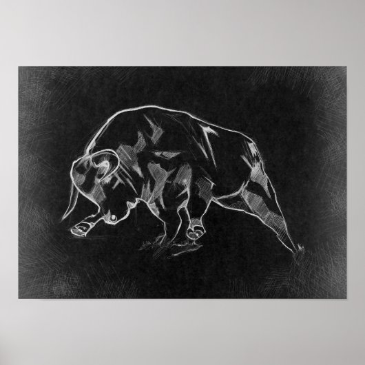 Stier - Grafische Zeichnung Poster (Vorne)