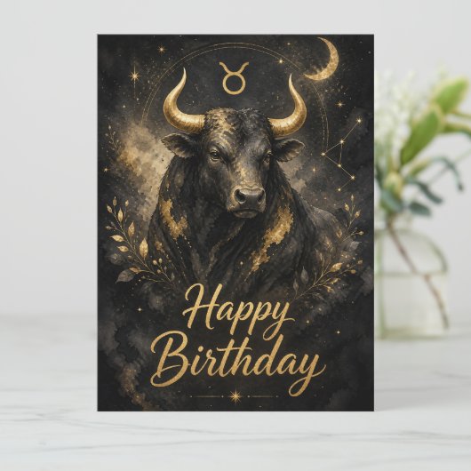 Stier Happy Birthday Sternzeichen Design (Stehend Vorderseite)